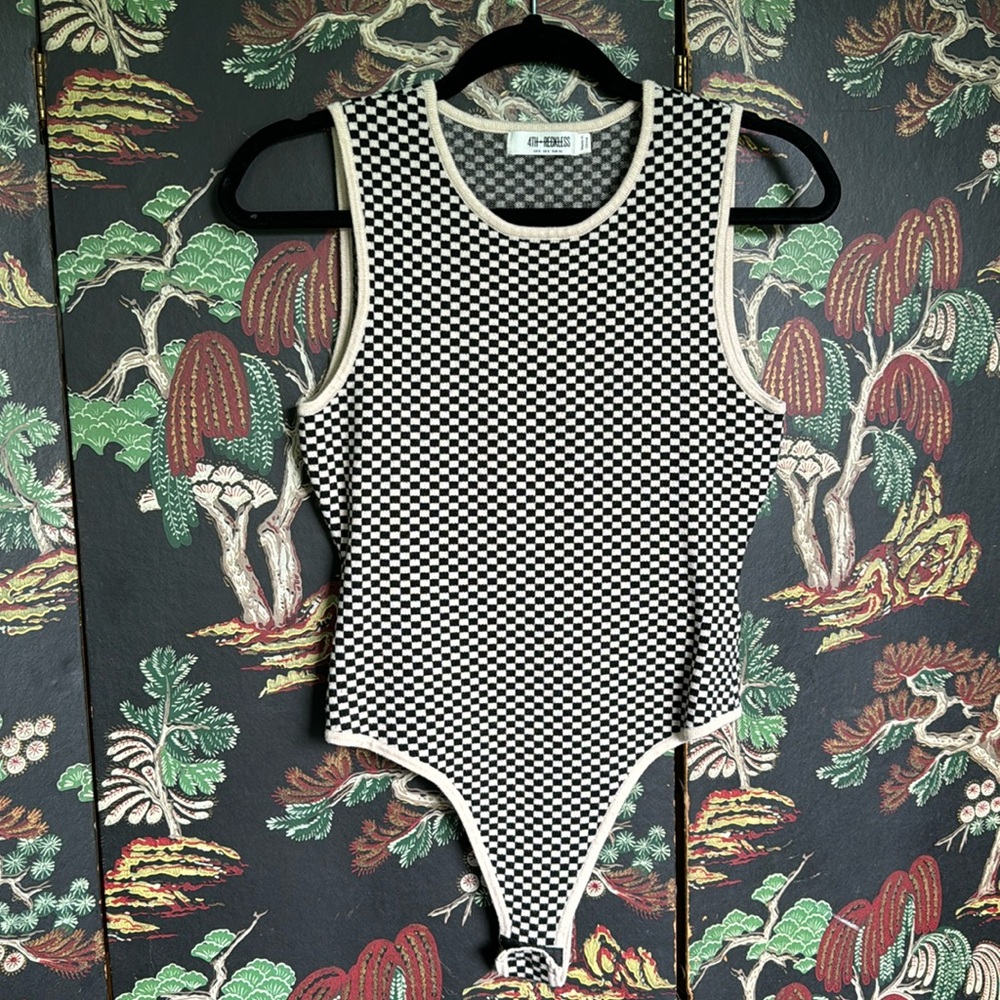 Anthropologie checkered bodysuit